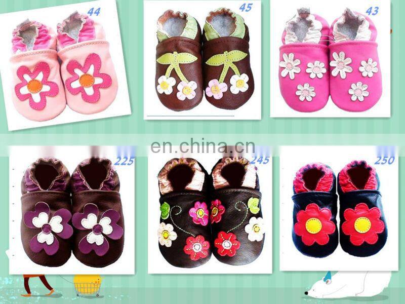 Newborn Baby Shoes Cow Leather Soft Sole Loafers Hot Pink Cherry Pattern