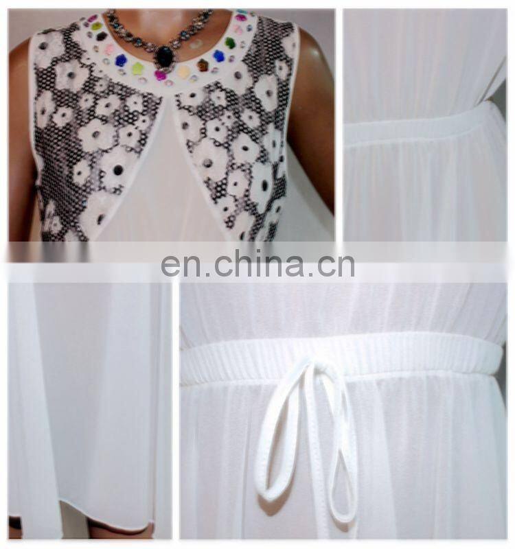 2016 Short sleeve design floral printed style chiffon long shirt white colors shirts for womem