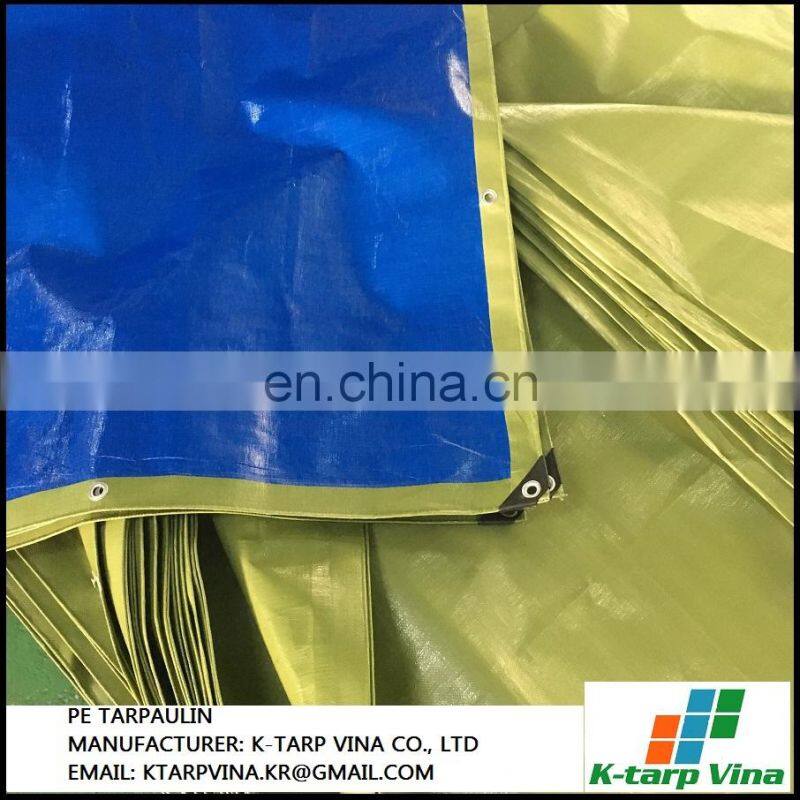 Heavy Duty Tarpaulin, High Density Woven Polyethylene and Double Laminated - 180g/sqm, Blue/Military Green