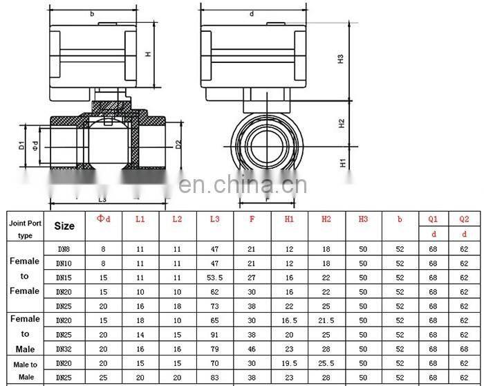 2 way mini electric actuator control valve brass CR01two wires DC12V 1/2" NPT motorized ball valve