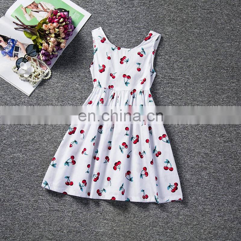 Little Girl Baby Print Leisure Summer Dress Princess Girl Birthday Party Clothes Beach Style Sundress For Kids Clothing