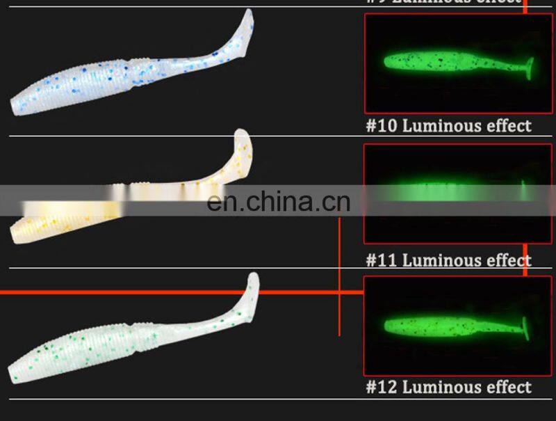 7.5cm 3g 6 pcs Per Bag Luminous T-Tail Grub Worm Fish Bait Fishing Soft Lure