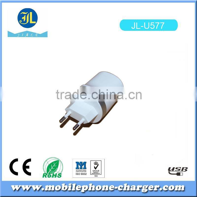 Universal power adapter mobile phone USB travel charger with 2 USB port