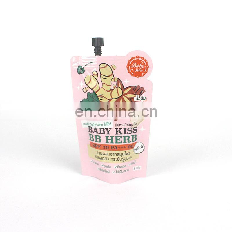12 ml custom printing three-side sealed special shaped spout pouch for hair conditioner packaging
