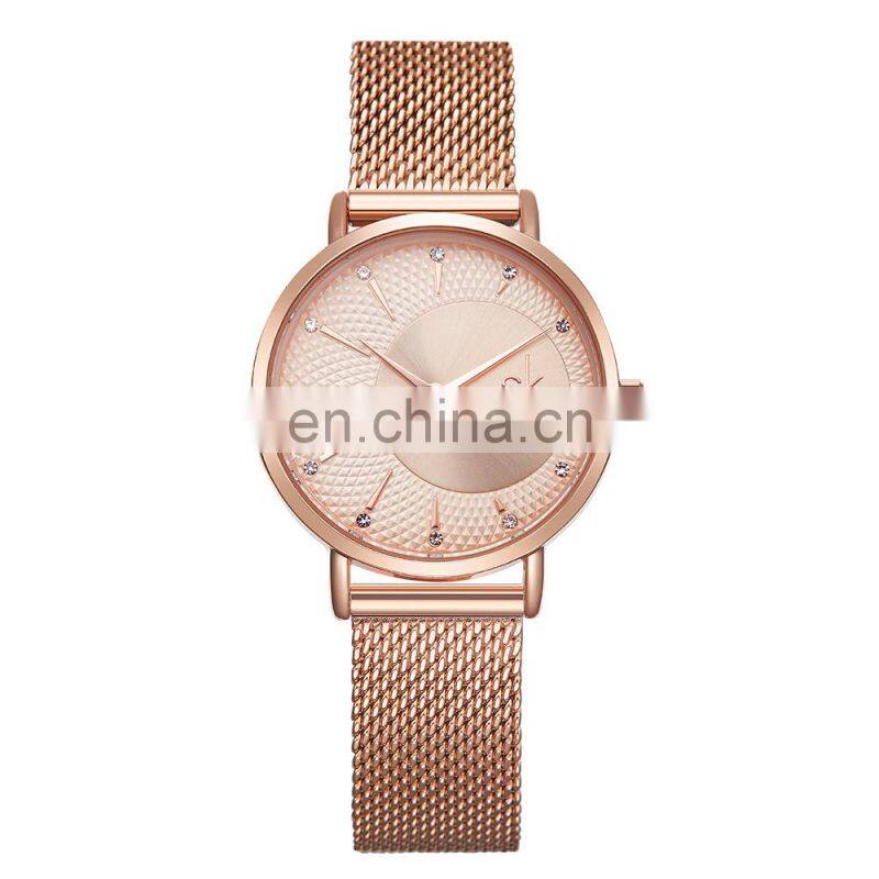 SHENGKE Hot Selling SS Mesh Band Watch IP Plated Rosegold Luxury Ladies Watch K0093L