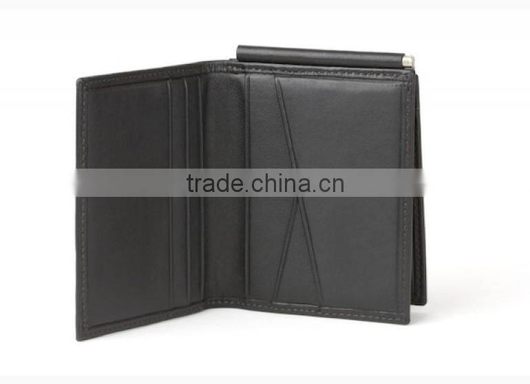 Super smooth leather money clip wallet with multiple cards and flat pocket purse