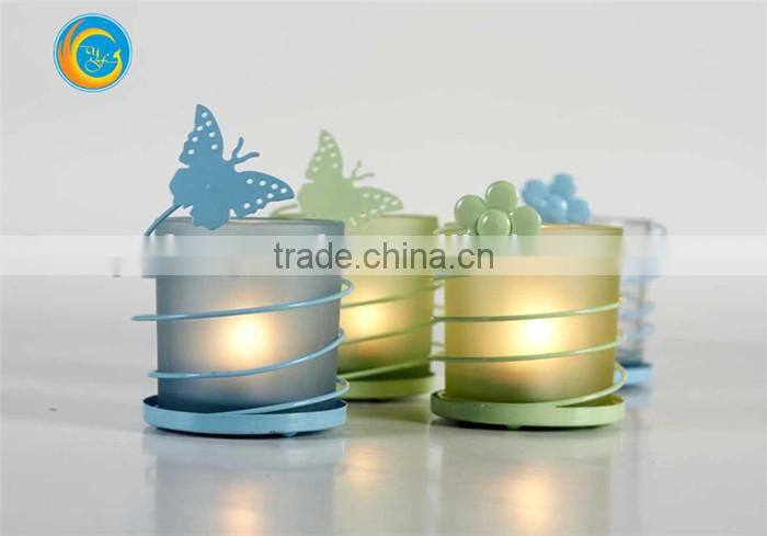 Frosted Butterfly glass tealight mirror votive candle holders