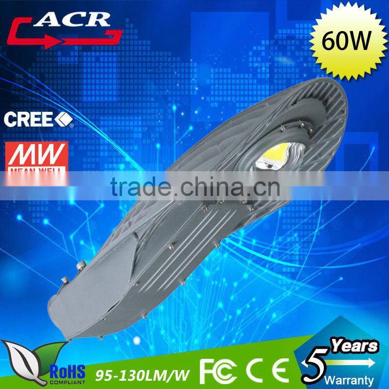 High quality Meanwell Driver 60W COB led street light, energy saving 60watt led street fixture