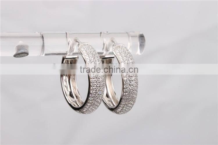 China jewellery ss 925 silver CZ hoop ring type earring wholesale