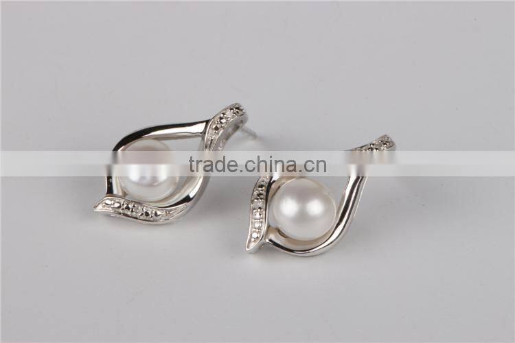 Latest fancy pearl earring 925 silver stud earring 2016