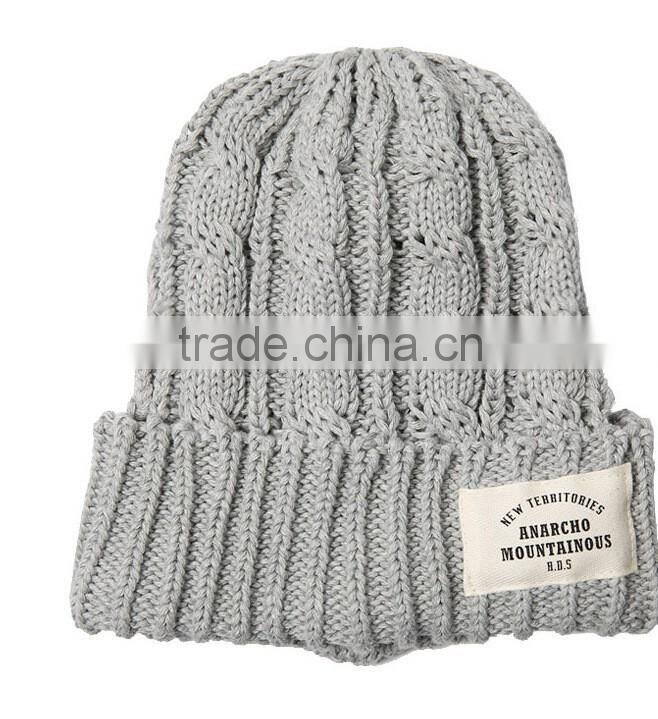 Fashion Popular Applique Embroidery Rolled Brim Beanie Fashion Ladies Hat