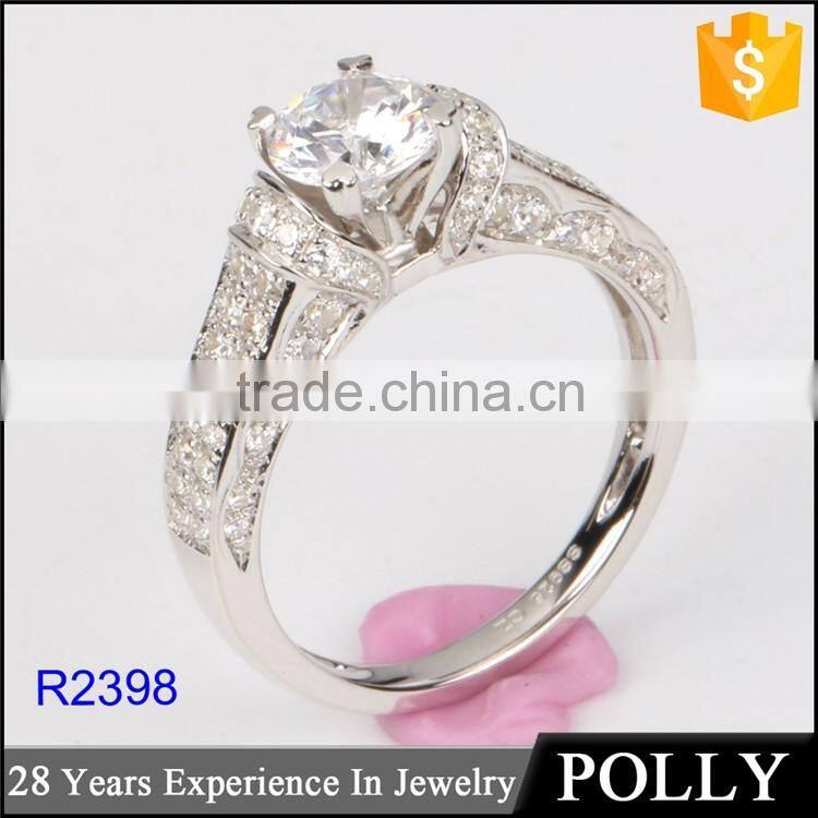 Custom 925 sterling silver engagemet ring with AAA zircon prong setting 2016