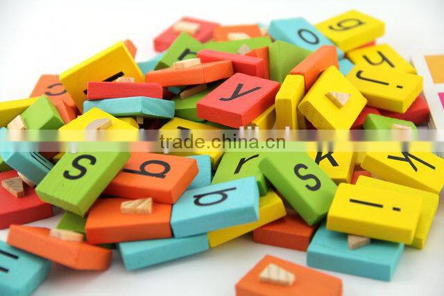 Wooden letter puzzle blocks learning toys for kids