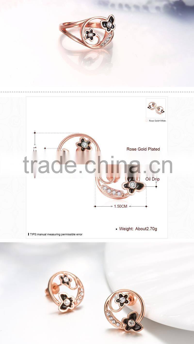 Top sale 18K Gold Plated whole set Jewelry with necklace, ring and earrings