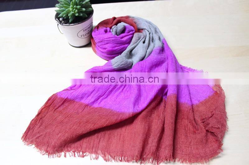 Fashionable polyester voile Dyeing long scarf