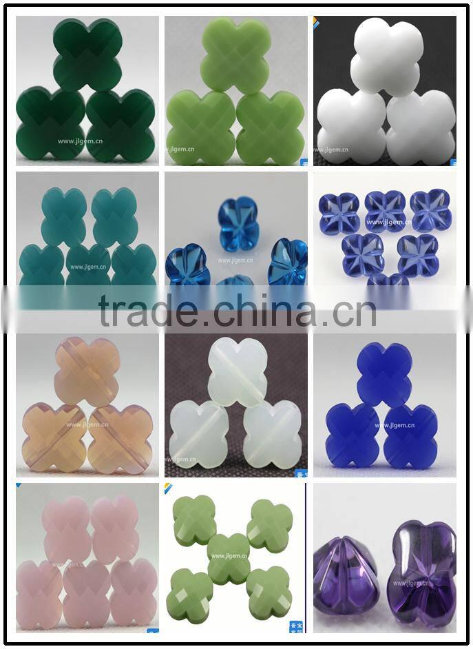 Faceted loose gemstones glass stone with four clovers beads glass jewelry