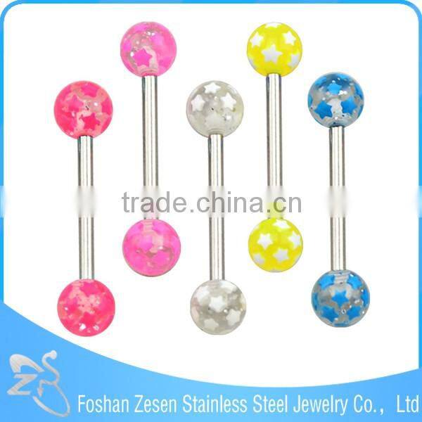 Newest promotional piercing factory OEM poker printed unique tongue rings