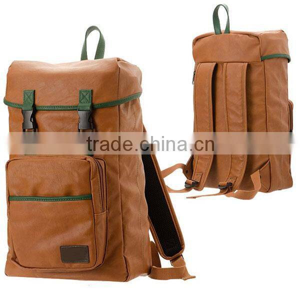 Vintage online wholesale shop clear black leather drawstring laptop backpack bag