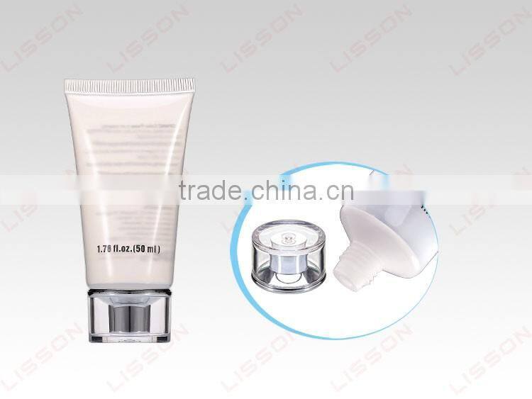 bb cream round plastic cosmetic tube with acrylic screw cap