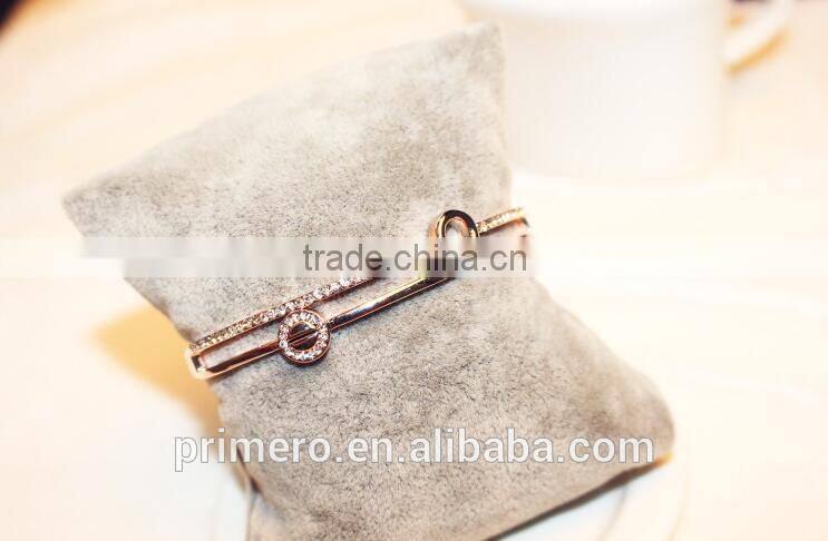 High Quality Double Round Full Rhinestone Bangle Crystal 18k Rose Gold Bracelet