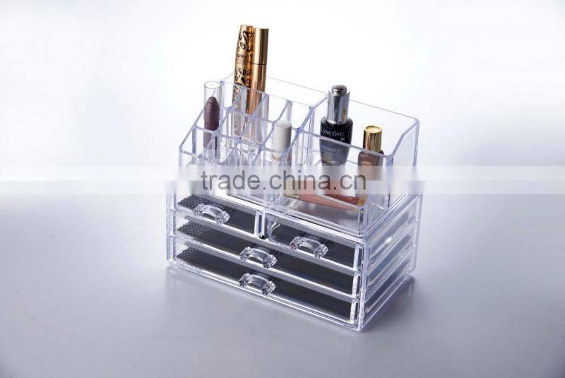 2016 Newest Taizhou Longshixiang factory fashional PS makeup boxes storge transparent cosmetic organizer