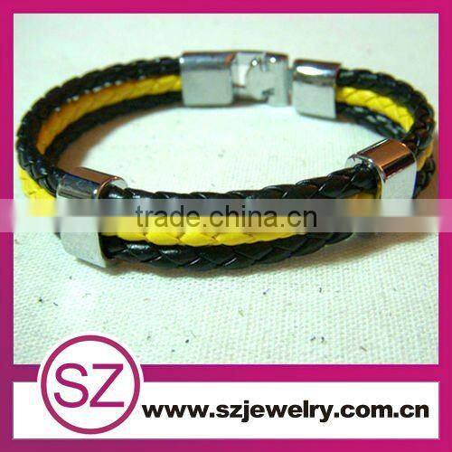 MLB0003 blue leather stainless steel buckle/power bracelet