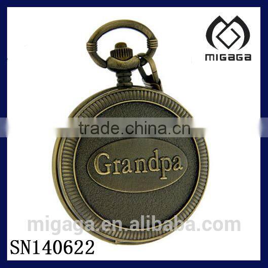 Mens Grandpa Antiqued Brass Finish Quartz Pocket Watch