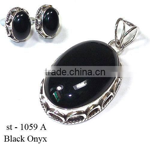 wholesale Natural stone jewelry set 925 silver jewelry Handmade pendant studs
