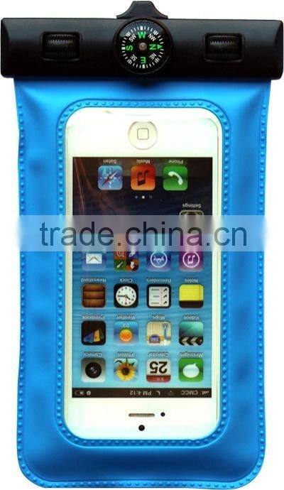 Swimming drifting diving pvc waterproof mobile phone pouch with thermometer