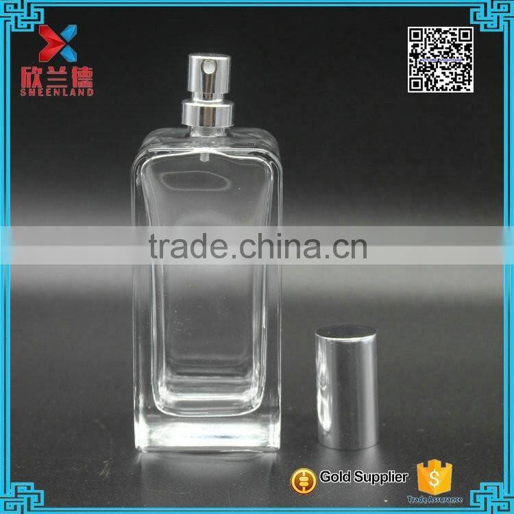 wholesale 100ml rectangle empty glass perfume refill bottle