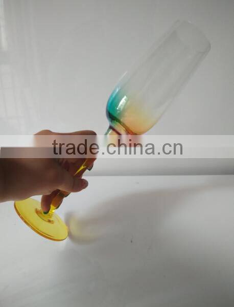Yellow Base Glass Champagne Flute Bar Use Colored Champagne Glass Cup Goblet Colored Cup Goblet Glass Champagne Flute