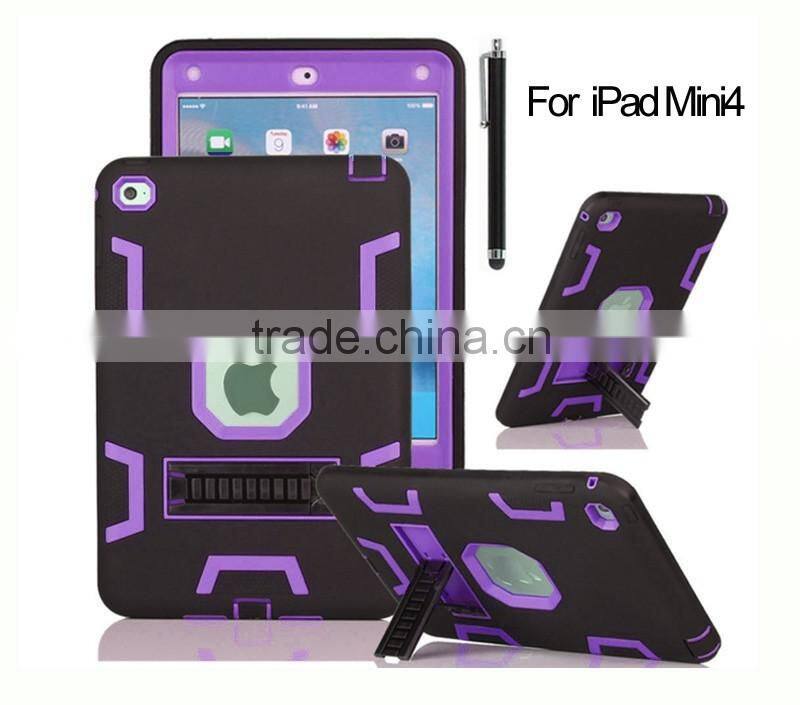 Tough defender hard plastic and TPU cover for Apple iPad mini 4 case