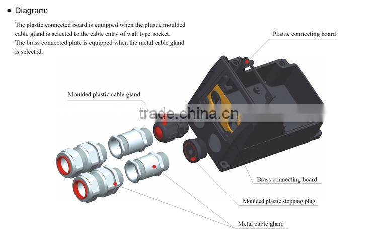 Hot Sale IECEx&ATEX Certified 63A Explosion Proof Plastic Sockets and Plugs