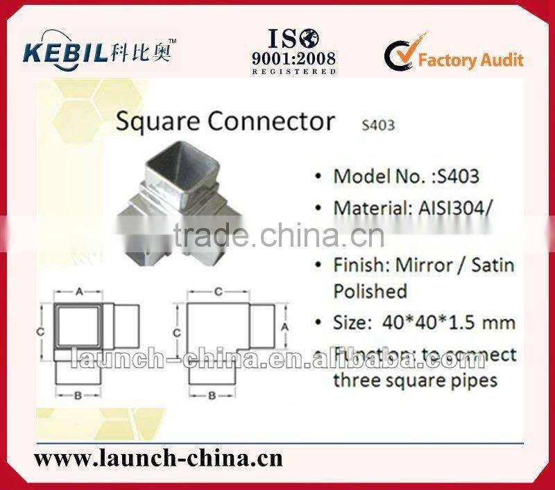 stainless steel 4 way square tube connector 40mm