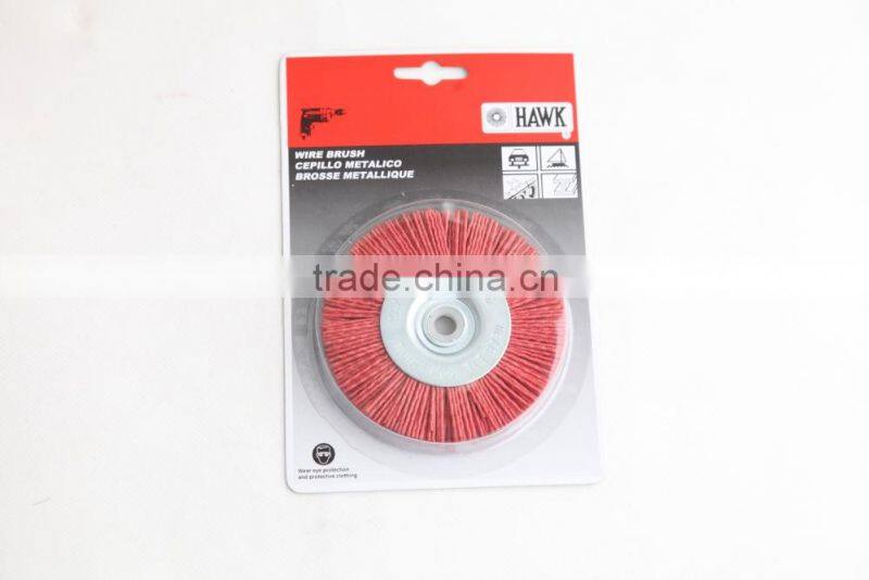 nylon wire wheel brushes packed on display cards, diameter 100mm or 4"