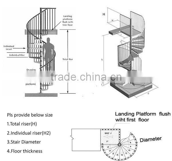 Luxury Residential Oak Wood Spiral Staircase Prices Factory
