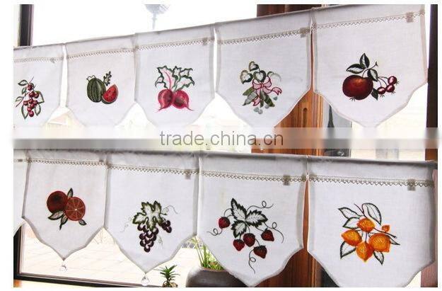 Hand embroidered white cotton curtain