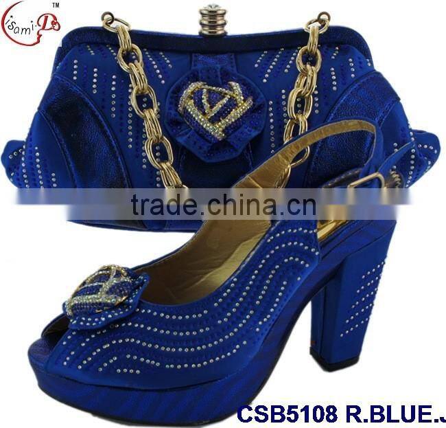 CSB5108 2016 Newest design woman hot selling shoes with matching bags crystal cluth factory price shoes whole sale price