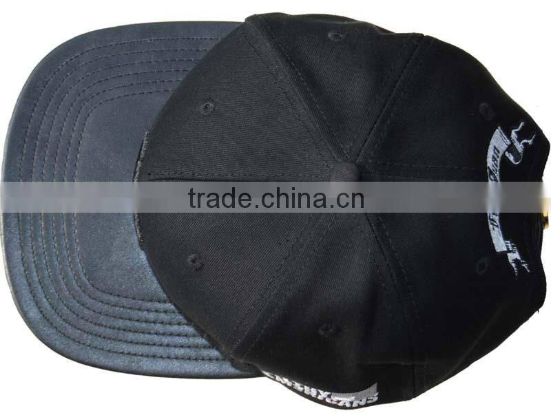 fashion hot sell 100% cotton 5panel leather brim hip-hop strapback cap