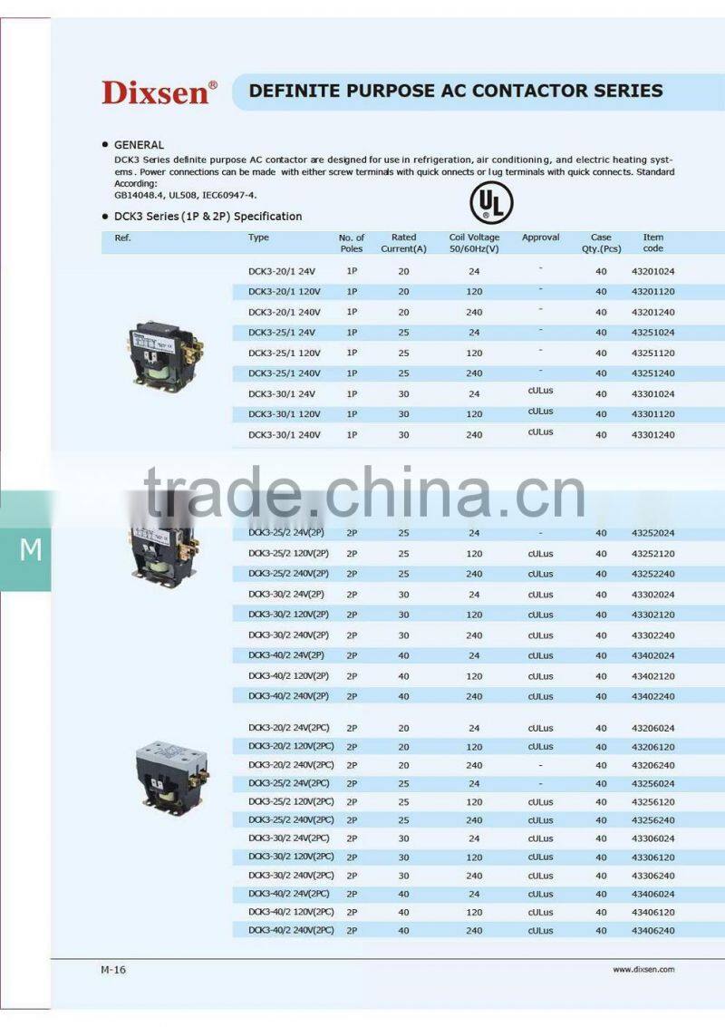 Definite purpose magnetic contactor