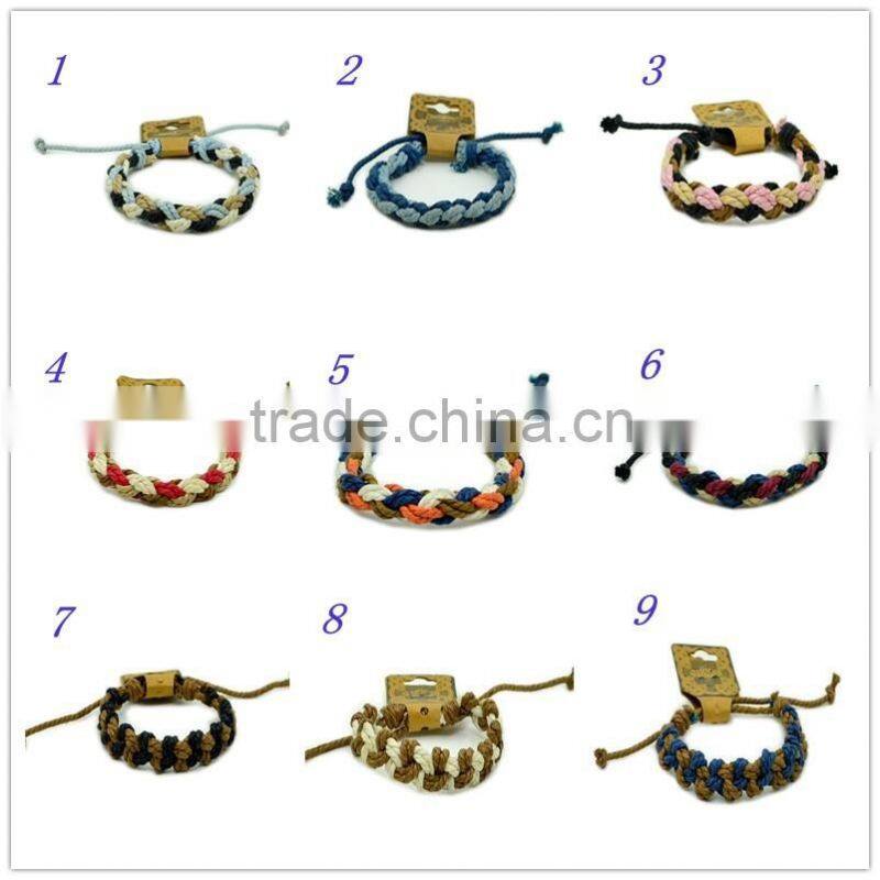 2016 New Arrival Wholesale handmade multi-colour cotton cord braided friendship bracelet