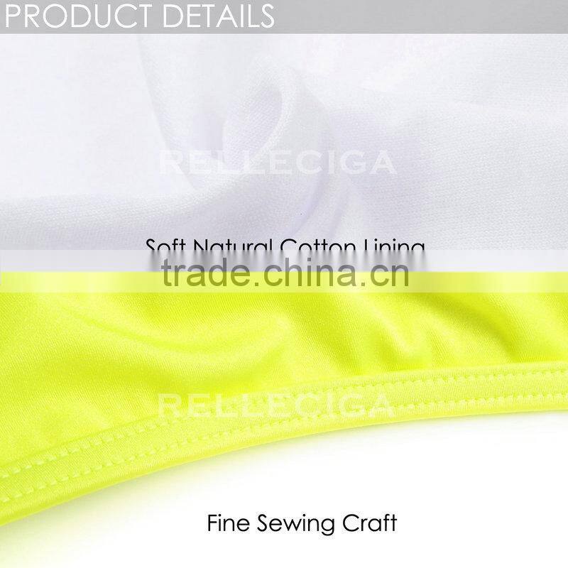 2016 RELLECIGA Neon Yellow Push-up Triangle Top Swimwear with Adjustable Halter Strap & Brazilian Cut Scr