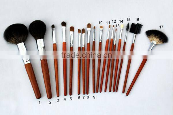 custom top quality wool hair 17pcs makeup brush set,hot cosmetic brush