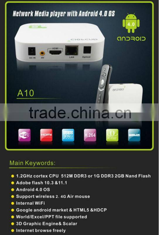 Cheapest hotsell Android 4.2 OS 1080p &3D HD media player H.264 hevc XBMC HDMI internet TV box iptv streaming media player