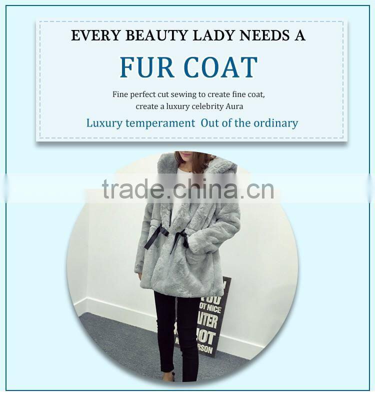 fashion korean style faux fur winter coat for young lady