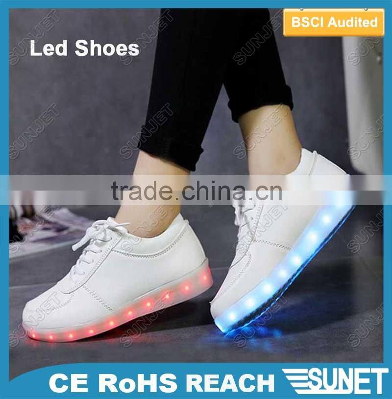 2016 Unisex Women Men USB Charging Flashing led light running shoes