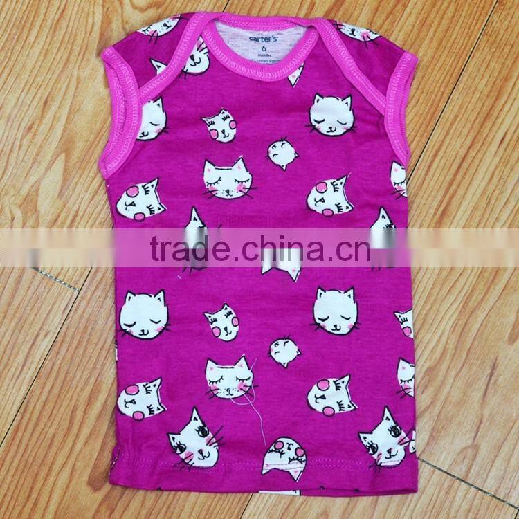 Baby cloths sleeveless printed cotton tshirts for baby