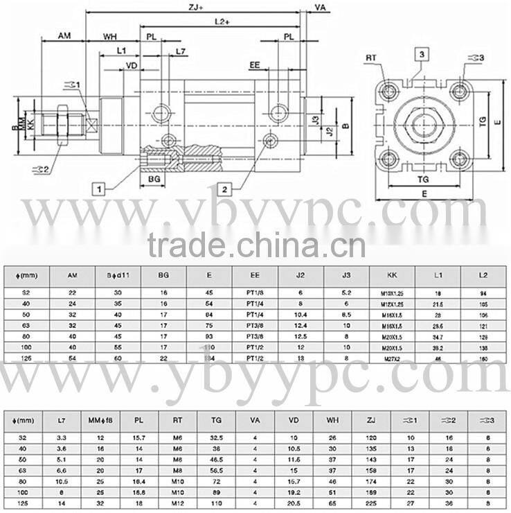 SMC type Cheap Hydraulic Cylinders with Female threads