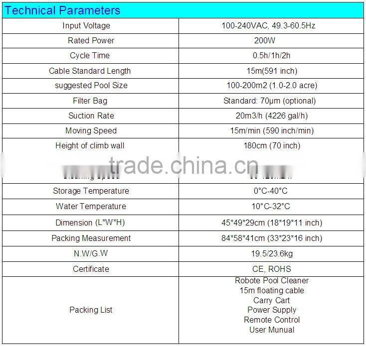 Remote Controller,Wall Climbing Function Intelligent Swimming Pool Cleaner