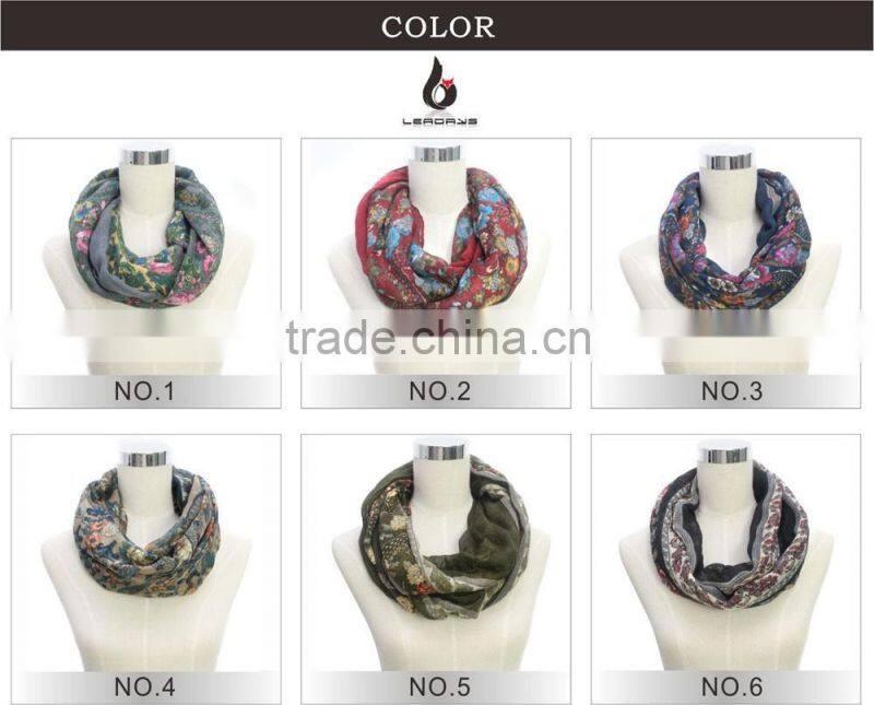 floral printing best quality on sale multi colored infinity scarf